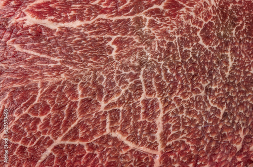 Closeup of raw wagyu shoulder roast meat