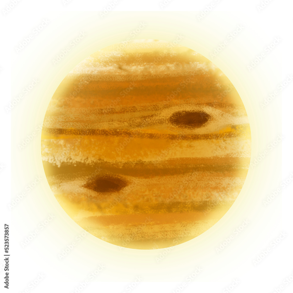 Jupiter in the solar system, universe, stars and space