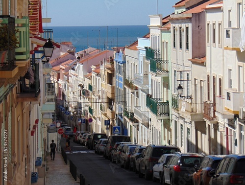 Traditional architecture - street in Nazare, Centro - Portugal 
