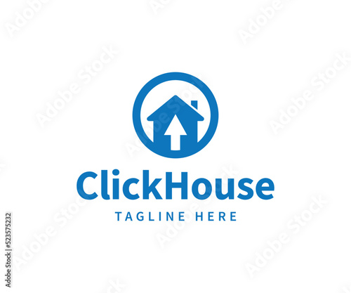 House Click Logo. Click Home Logo Design Template