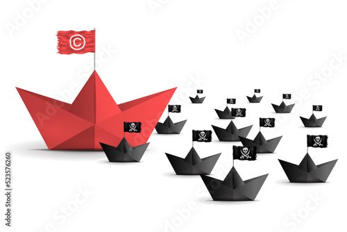 Pirate boat copyright intellectual property. creative copyright