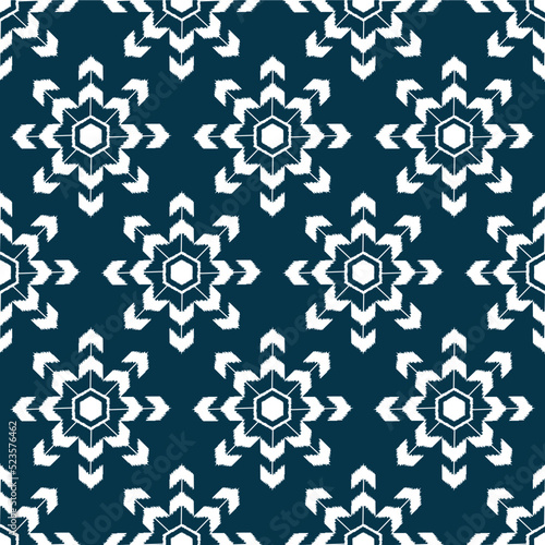 Seamless pattern of snowflake on dark blue background vector.