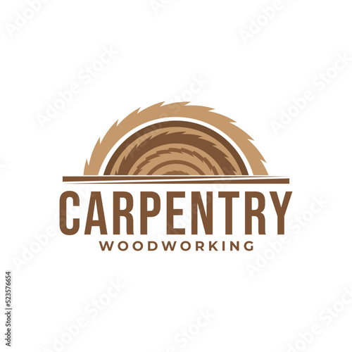 wood working lodge carpenter factory vector logo design template