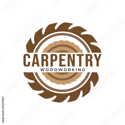wood working lodge carpenter factory vector logo design template