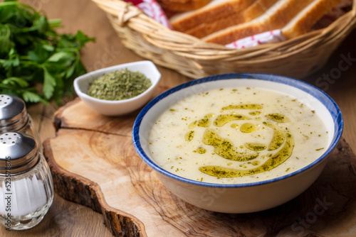 Traditional delicious Turkish food; Yoghurt soup (Turkish name; yayla corba)