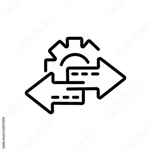 Gear restructuring icon. Outline gear restructuring vector icon for web design isolated on white background