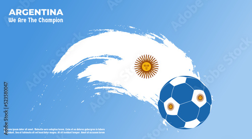 vector background argentina flag with ball soccer , vector illustration and text, perfect color combination