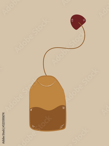 Tea bag doodle isolated. Hand drawn cozy tea. Vector illustration