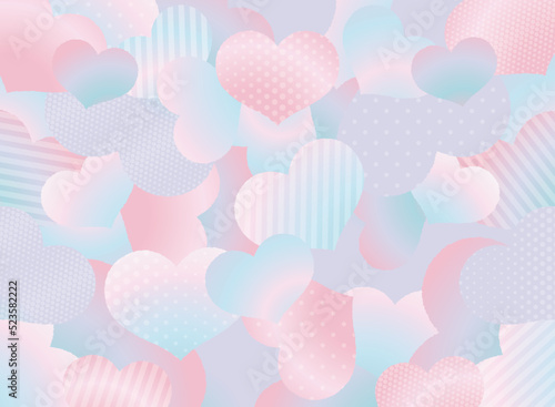 ピンクの淡いグラデーションの可愛いハートのイラスト背景