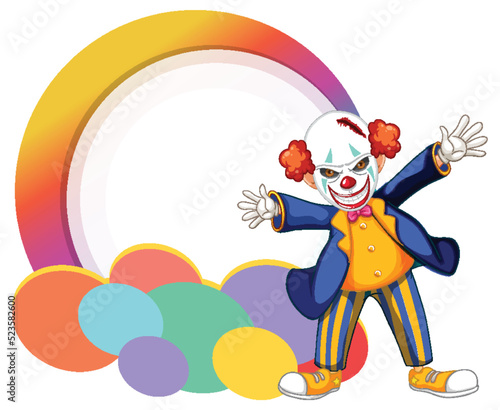 Clown cartoon character with empty banner