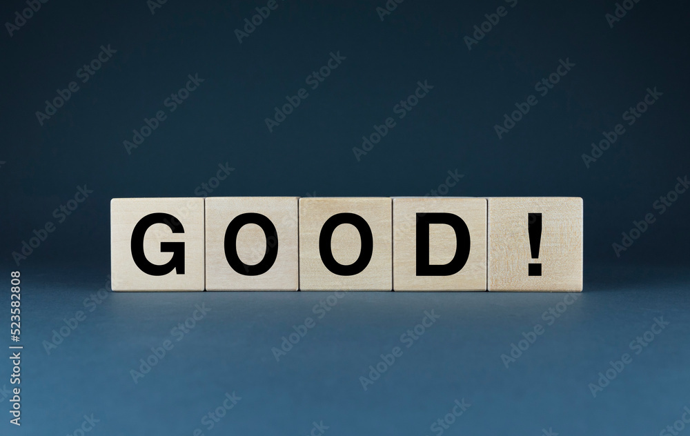 Good. Cubes form the word Good. Good. Cubes form the word Good.