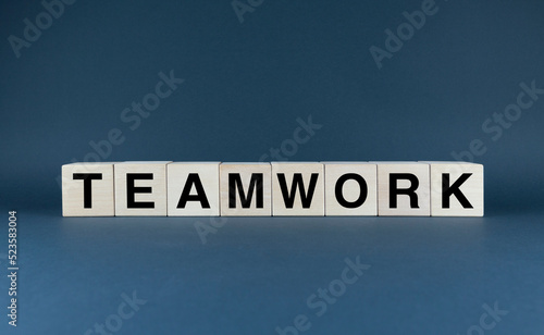 Teamwork. Cubes form the word Teamwork.