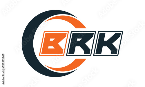 BRK three-letter circle logo design. custom font logo vector template | abstract logo | word mark logo | letter mark logo | business logo | minimalist logo | font logo |