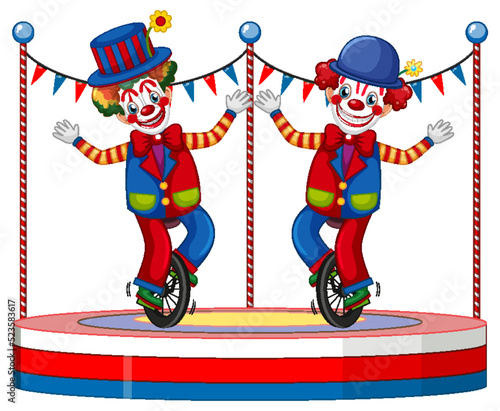 Clown performing on stage on white background