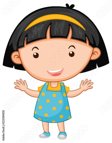 Cute girl cartoon character on white background