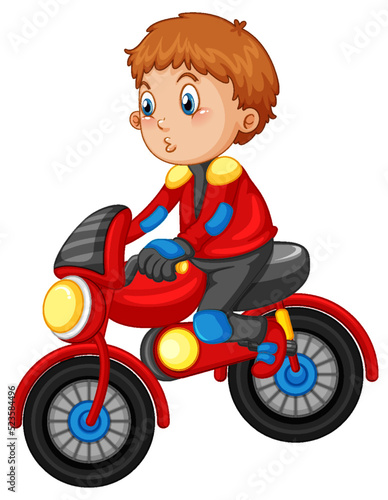 A boy riding motocross bike cartoon character