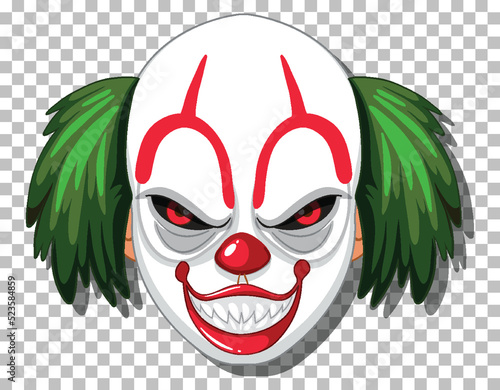 Scary clown head on grid background