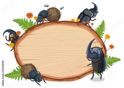 Insect with wooden frame board banner