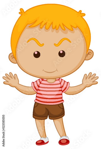 Cute boy cartoon character on white background