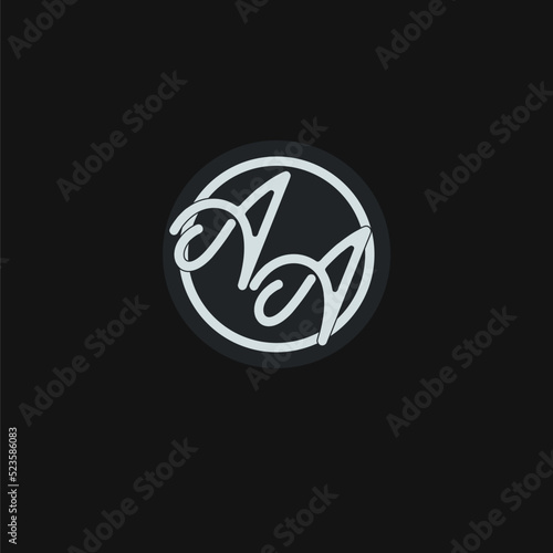 Initials AA logo monogram with simple circle line design inspiration