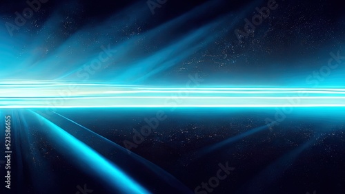 Abstract blue wires, technology, light burst wallpaper. 4K background, high quality, space. Futuristic background, with plasma particles into deep black space. Space travel. Abstract illustration. 