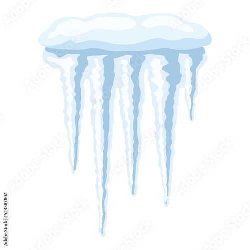 Illustration of icicles. Winter decoration for Merry Christmas and Happy New Year.