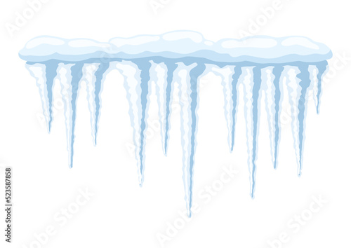 Illustration of icicles. Winter decoration for Merry Christmas and Happy New Year.