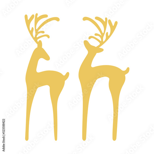 Two golden deer vector illustration.
