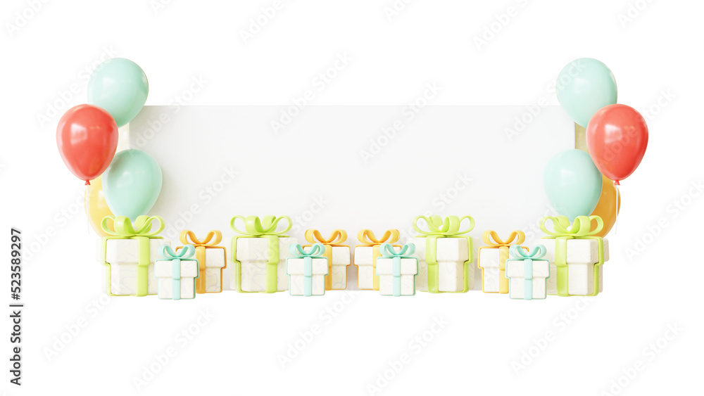 3D Birthday Color Balloon Frame 3D Birthday Color Balloon Frame