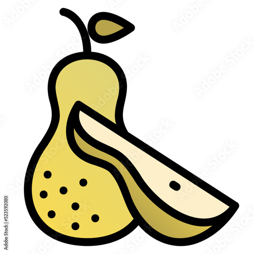 pear black outline filled color icon