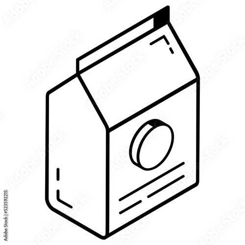 Trendy outline icon of milk packet 