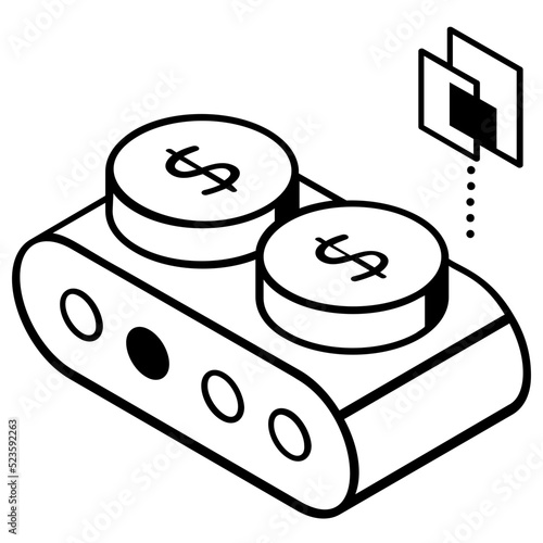 Check this isometric linear icon of manufacturing cost 