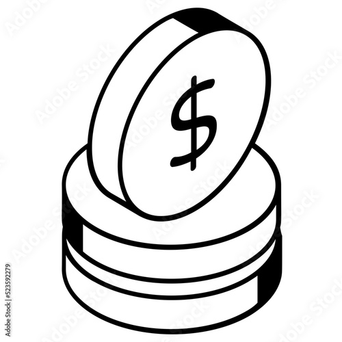 Modern isometric outline icon of money 