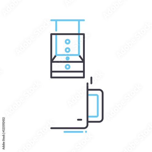 aeropress line icon, outline symbol, vector illustration, concept sign