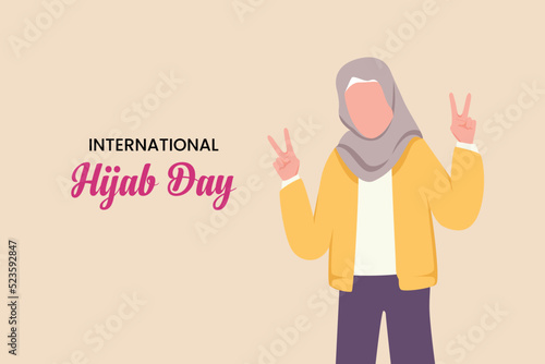 Single one line drawing  world hijab day good for world hijab day celebration. International hijab day concept. Continuous line draw design graphic vector illustration.