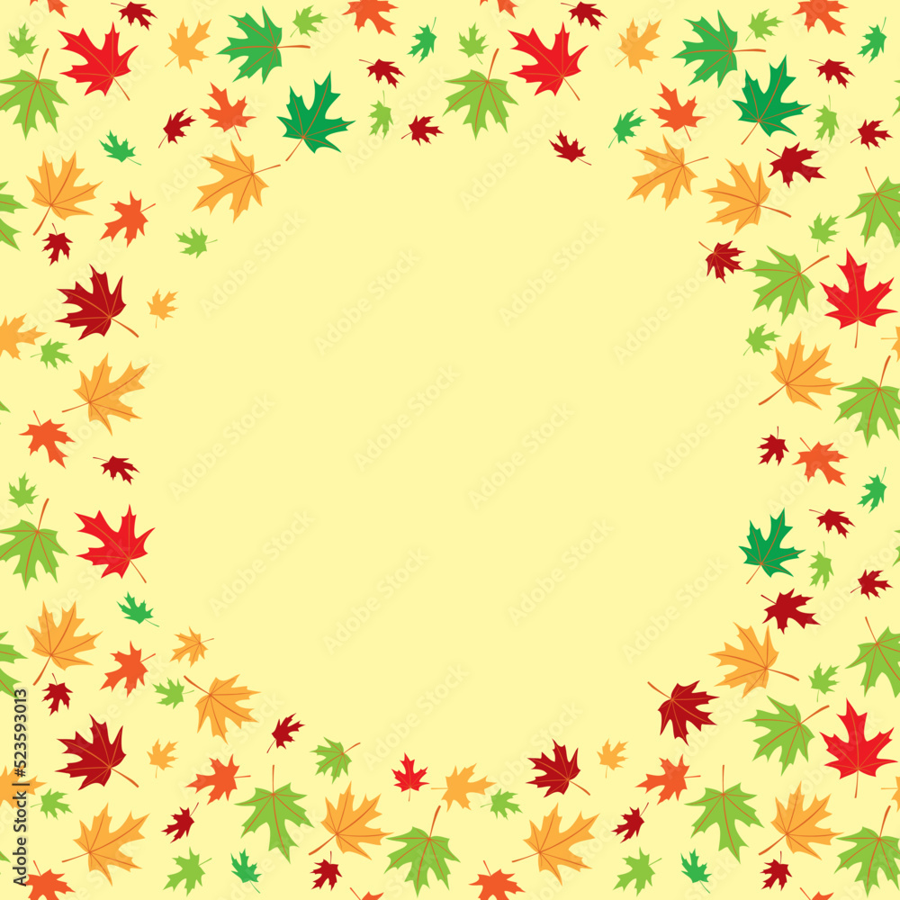 yellow autumn background with bright maple leaves and center frame - vector template yellow autumn background with bright maple leaves and center frame - vector template