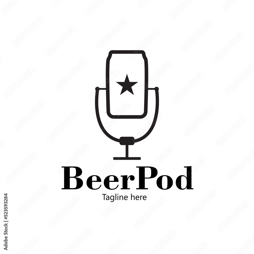 A podcas logo with a mic combination and a beer can is perfect for your podcas logo