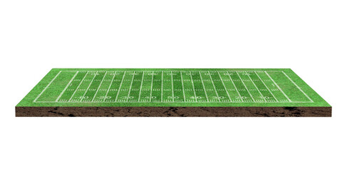 American soccer field with line pattern isolated on transparent background - PNG format.