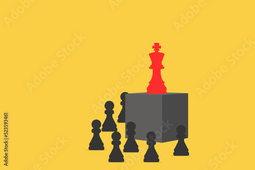 king Chess on podium. Symbol of leadership.