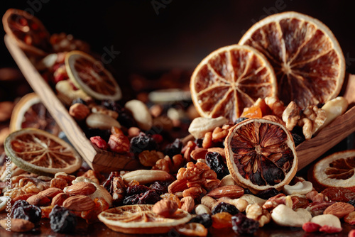 Dried fruits and nuts.