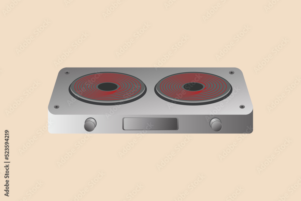 Fototapeta premium Black gas stove. Kitchen appliance concept. Flat vector illustration isolated.