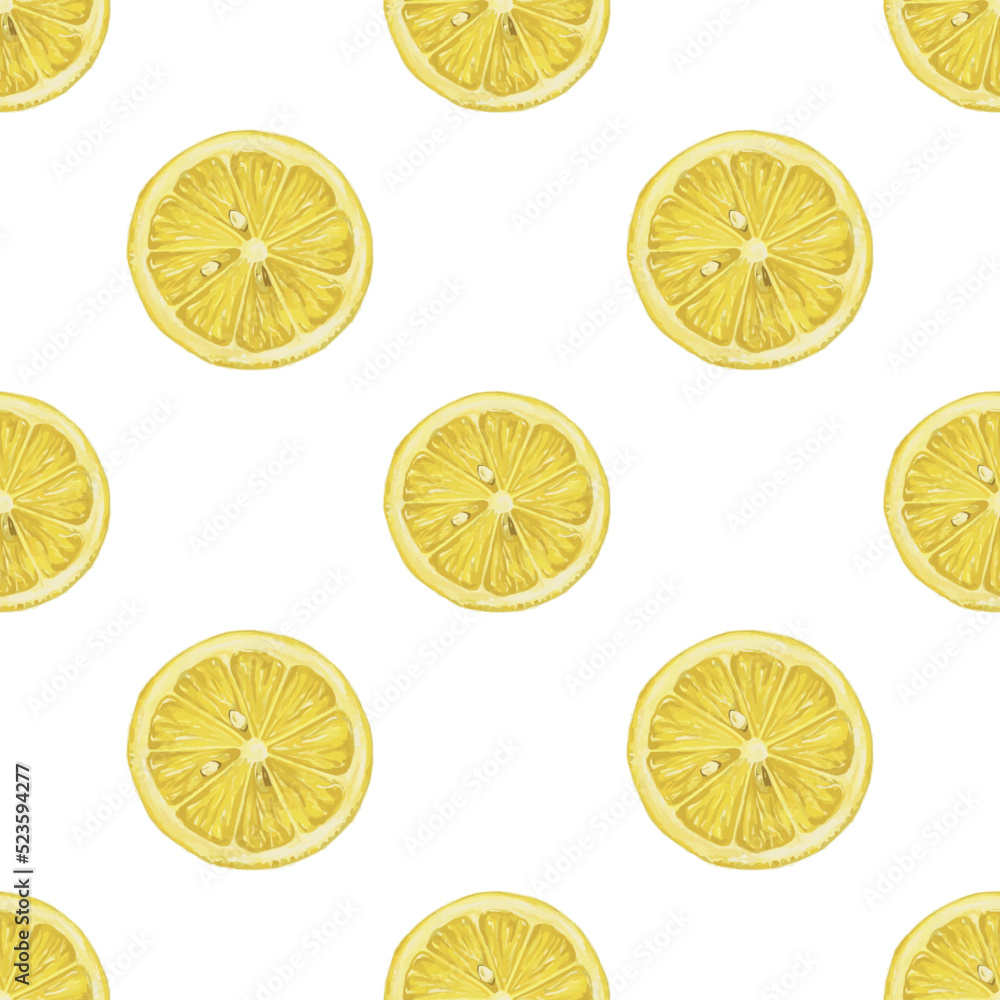 seamless pattern with lemons. Lemon slices as a pattern isolated on a white background. watercolor.