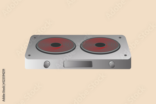 Black gas stove. Kitchen appliance concept. Flat vector illustration isolated.