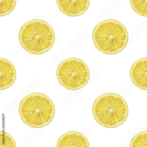 seamless pattern with lemons. Lemon slices as a pattern isolated on a white background. watercolor.
