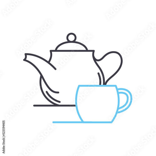 afternoon tea line icon, outline symbol, vector illustration, concept sign