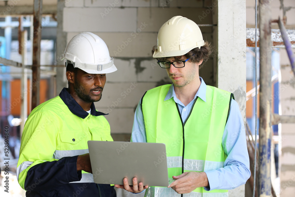 Residential Building. Construction Industry. Caucasian Contractor in the Building. Residential Building. Construction Industry. Caucasian Contractor in the Building.