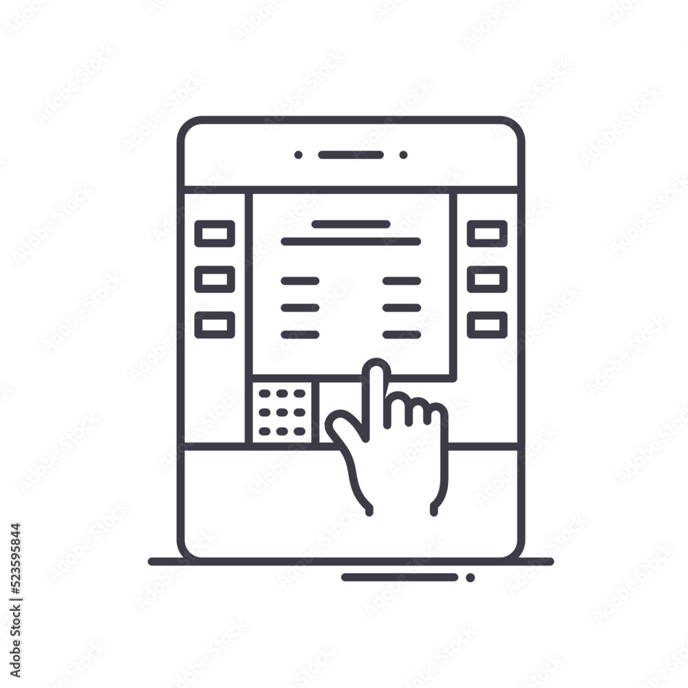 automatic teller machine line icon, outline symbol, vector illustration, concept sign automatic teller machine line icon, outline symbol, vector illustration, concept sign