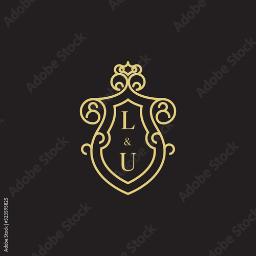 LU shield line vintage initial logo design which is good for branding photo