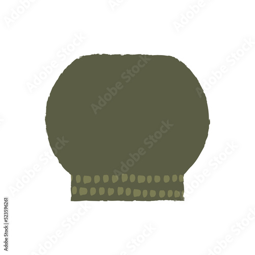 Green ceramic vase with texture. Abstract pottery vector illustration on isolated background
