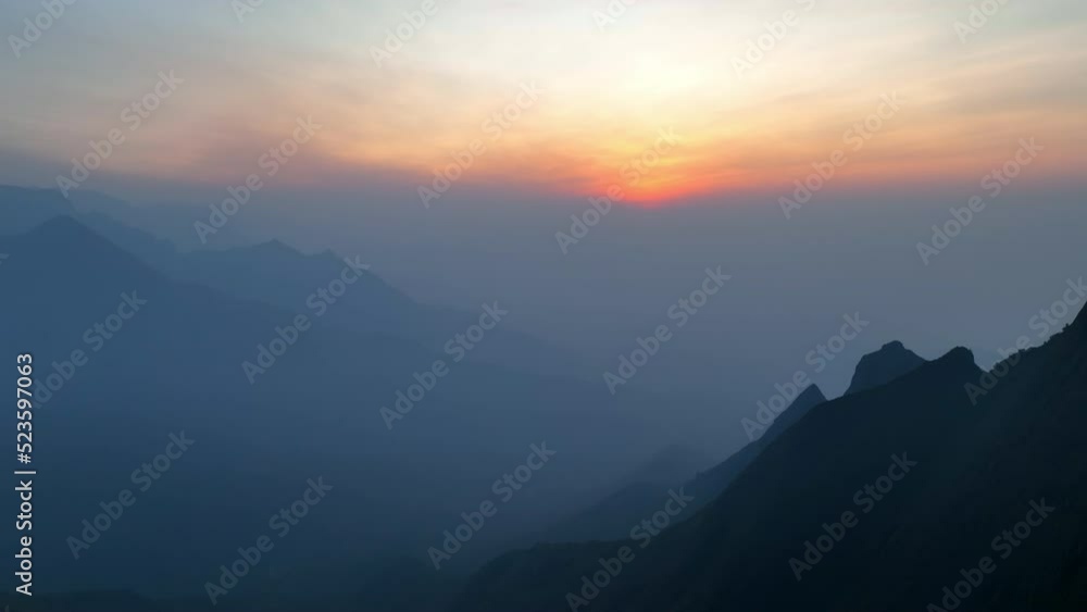 Aerial Forward Scenic Shot Of Tranquil Mountain Range Against Dramatic Sky - Munnar, Kerala Aerial Forward Scenic Shot Of Tranquil Mountain Range Against Dramatic Sky - Munnar, Kerala
